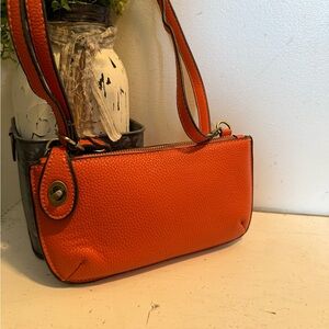 Joy Susan Crossbody Purse Wristlet Clutch Vegan Faux Leather Orange NWOT